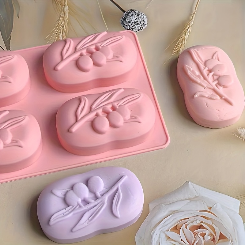 Soap Making Experiment - 4-Cavity Oval Olive Tree Silicone Soap