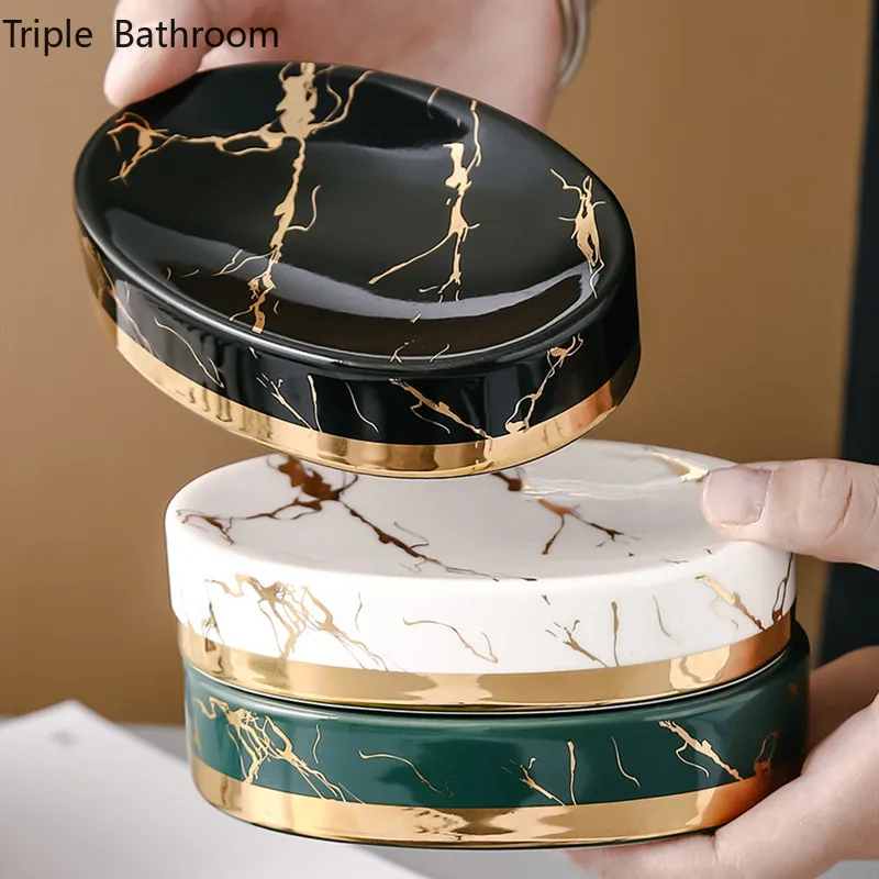 Soap Making Items - Marble Stripes Ceramics Bathroom Soap Dish