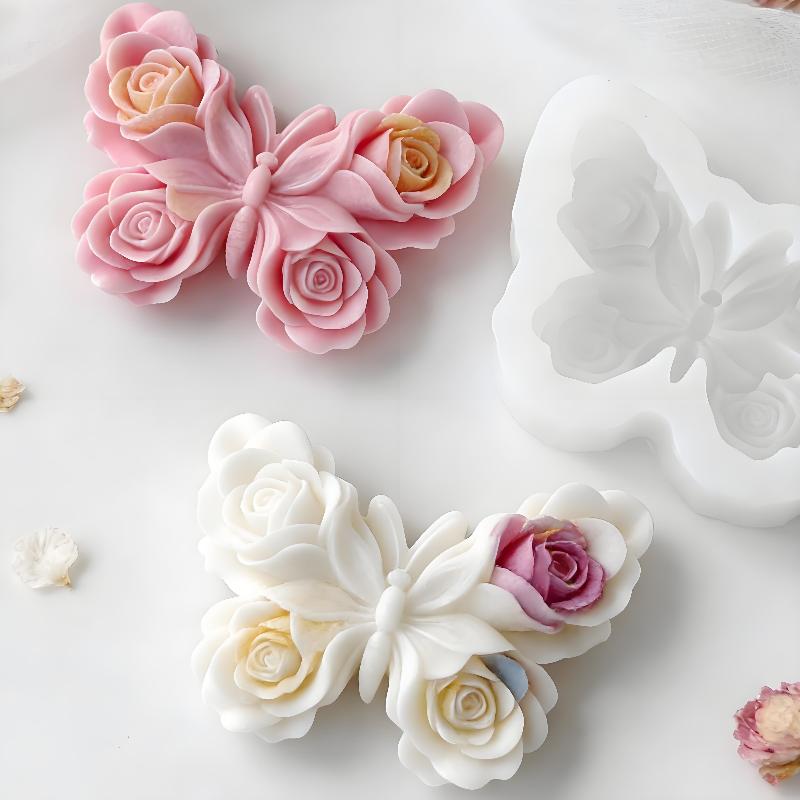 Soap Making Items - DIY Rose Butterfly Form Silicone Mold