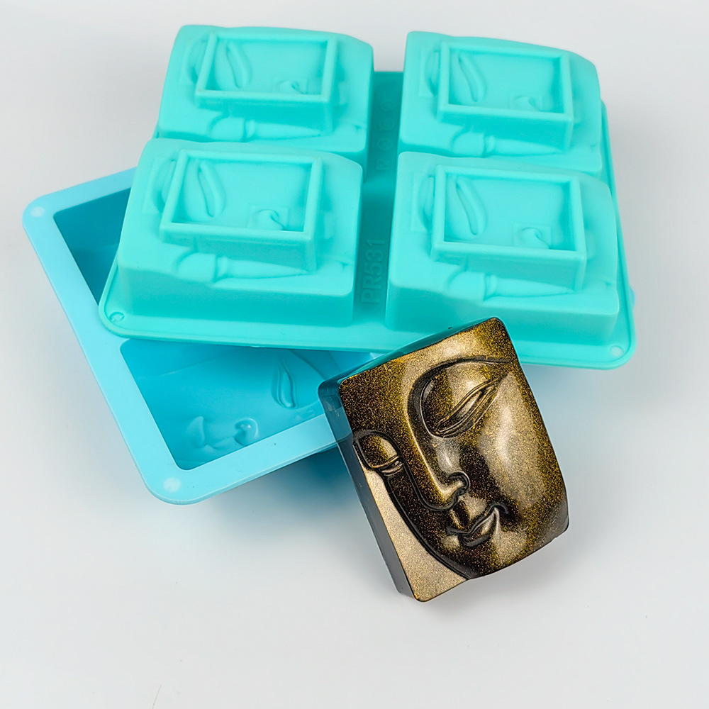 Soap Making Vendors - 4 Holes Buddha Portrait Soap Mold