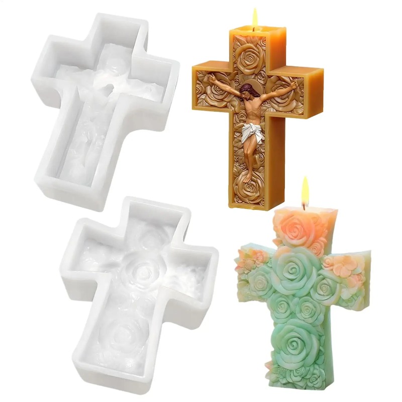 Flower Cross Jesus Silicone Ca - Soap Making Vendors 评论和价格