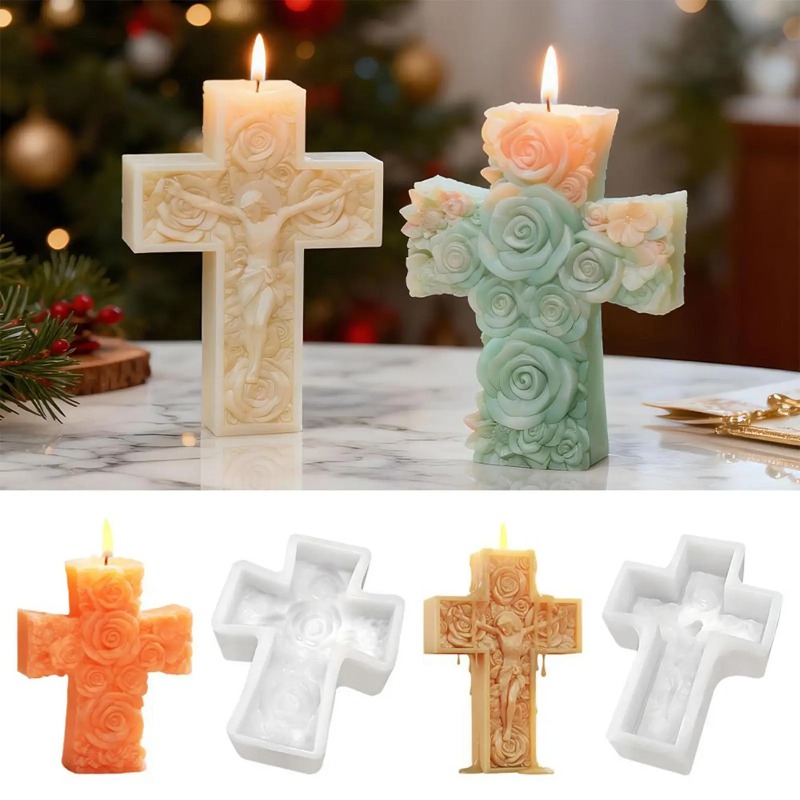 Flower Cross Jesus Silicone Ca - Soap Making Vendors 评论和价格