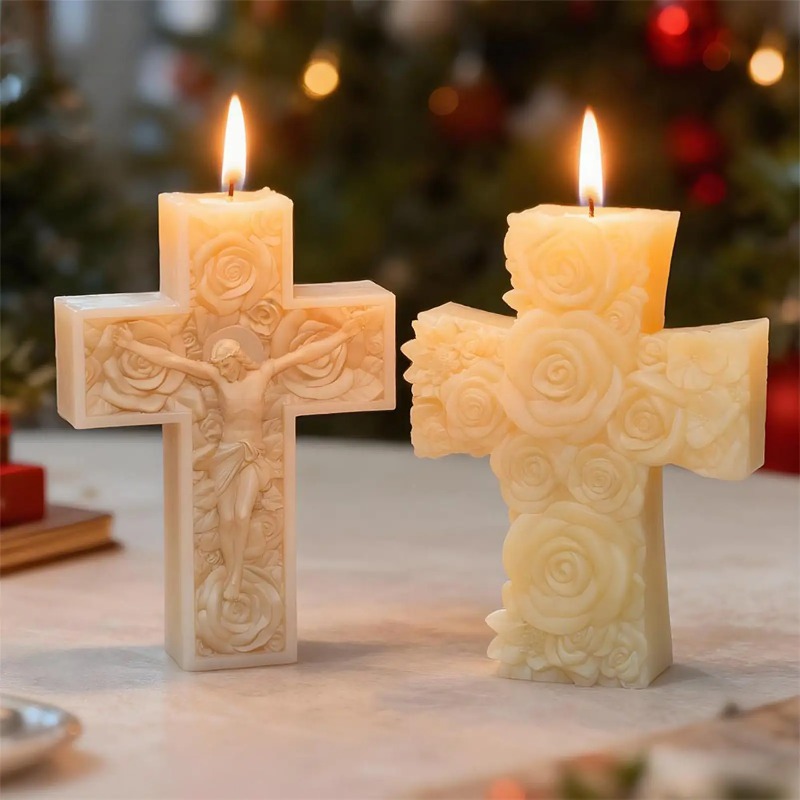 Flower Cross Jesus Silicone Ca - Soap Making Vendors 评论和价格