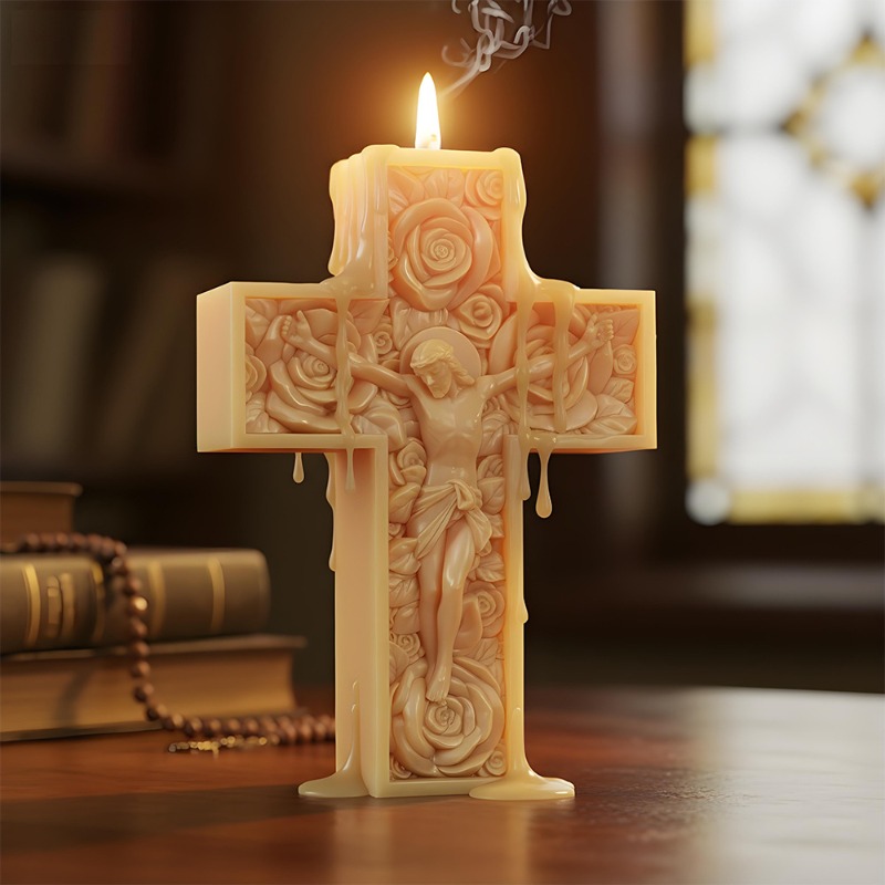 Flower Cross Jesus Silicone Ca - Soap Making Vendors 评论和价格